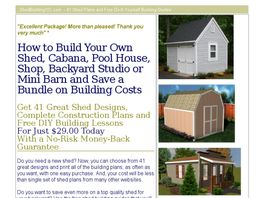 Go to: 41 Shed Plans Plus Free Do It Yourself Building Lessons