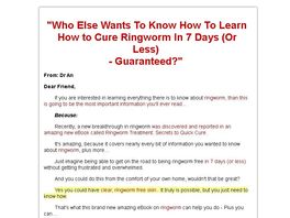 Go to: Ringworm Treatment : Secret to Quick Cure