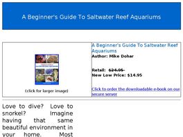 Go to: Saltwater Reef Aquariums 101