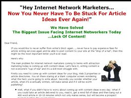 Go to: One Network Marketing Article Per Day.