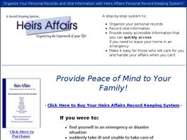 Go to: Heirs Affairs Personal Record Keeping.