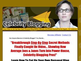 Go to: Affiliates Earn 50% Commission From Our Celebrity Bolgging Videos!