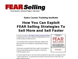 Go to: Fear Selling: Sell More And Sell Faster.