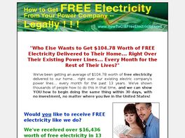 Go to: Free Electricity From Utility Companies - Up To $100/mo Or More!
