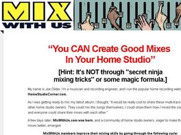 Go to: Mix With Us - A 10-week Audio Mixing Course. Recurring 60% Commission!