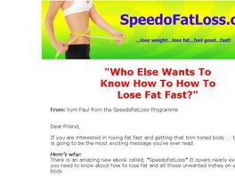 Go to: SpeedoFatLossProgramme - Five Keys to successful fat loss.