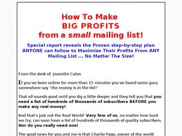 Go to: Big Profits From A Small List.