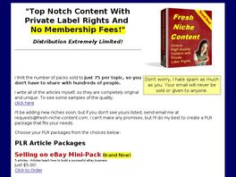 Go to: Plr Packages - Fresh Niche Content.