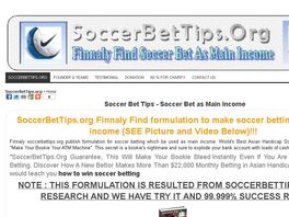 Go to: Soccer Betting Formula, 100% success make soccer bet as main income