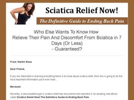 Go to: Sciatica Relief Now! The Definitive Guide To Ending Back Pain