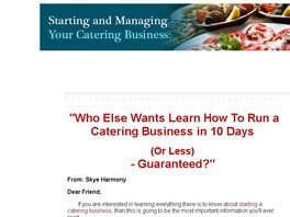 Go to: Starting and Managing Your Catering Business