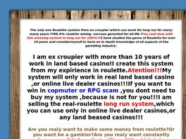 Go to: Roulette System From Ex Croupier !100% Wins In Casino For Long Run!