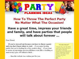 Go to: Party Planning Ideas EBook And Audio.