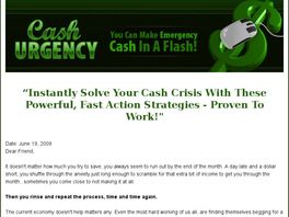 Go to: Cash Urgency - Emergency Cash In A Flash.