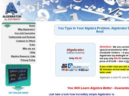 Go to: Algebrator Step-by-step Algebra Solver.