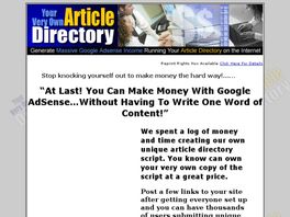 Go to: Start Your Very Own Article Directory Website