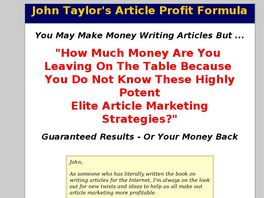 Go to: John Taylors Article Profit Formula