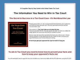 Go to: On Your Own In Tax Court, U. S. Tax Court Without A Lawyer