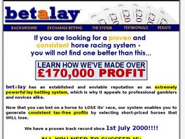 Go to: The Betalay Horse Racing System.