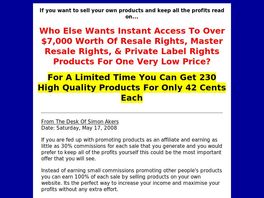 Go to: Resale Rights, Resell Rights, And Private Label Rights Firesale.