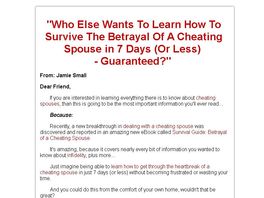 Go to: 'Survival Guide: Betrayal of a cheating spouse' Ebook