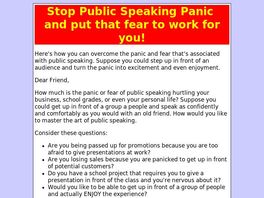 Go to: Public Speaking Without Panic!
