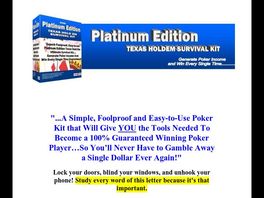 Go to: 2008 Platinum Texas Holdem Poker Survival Kit.