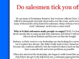 Go to: Dom's Quick Secrets To Dealing With Salesmen.