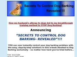 Go to: Secrets To Control Dog Barking - Revealed!