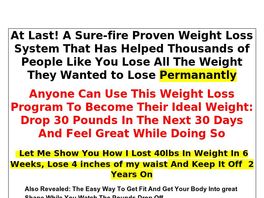 Go to: Brand New Weight Loss-fitness System To Help You Lose 30lbs In 30 Days.