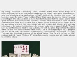Go to: Calculating Texas Holdem Poker Odds Made Easy.
