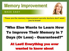 Go to: Memory Improvement Made Easy: Improve Your Memory In 7 Days Or Less!