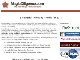 Go to: 5 Trends for 2011 and the Magic Formula Stocks Set to Benefit