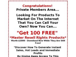 Go to: Give Away 100 Resell Right & Earn 75% On Oto. Sells Like Crazy!