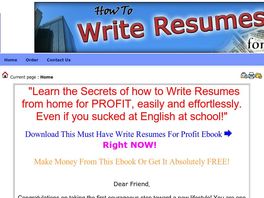 Go to: How To Write Resumes For Profit Ebook.