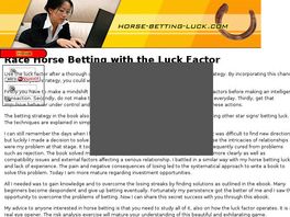 Go to: Free Luck Factor For Betting Purposes.