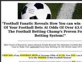 Go to: Football Betting Champ System | Win Over 90% Of Your Football Bets.