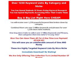 Go to: Over 1,230 Hot Keyword Lists