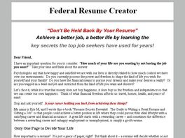 Go to: Federal Resume Creator.