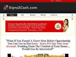 Go to: Signs2Cash.com - Get Paid to Locate Sold Signs - 60% Commissions