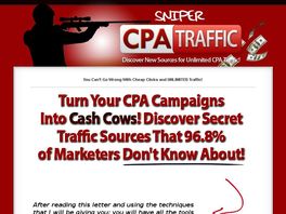Go to: Sniper Cpa Traffic Converts Every 100 Visits!! 65% Commission!