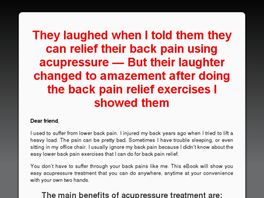 Go to: Easy Lower Back Pain Relief Acupressure Treatment.