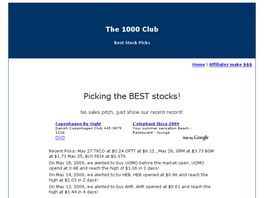 Go to: New!!! The 1000 Club - High-End Popular Stock Pick Newsletter