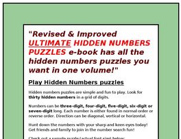 Go to: Ultimate Hidden Numbers Puzzles E-book Best Seller.