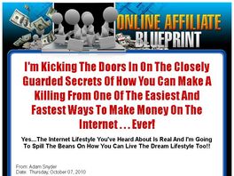 Go to: Online Affiliate Blueprints - 100% commission bonus!