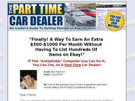 Go to: The Part Time Car Dealer On eBay(R) Motors.